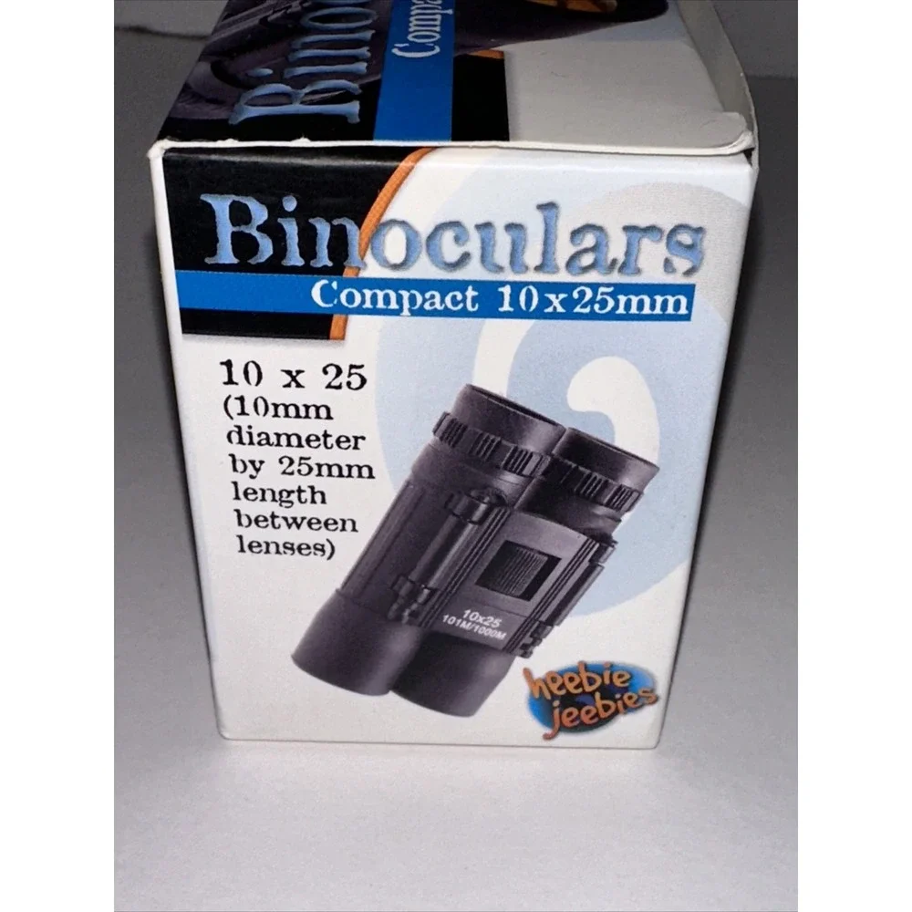 Heebie Jeebies Compact Binoculars 10x25mm Black Glare Reduction with Soft Case